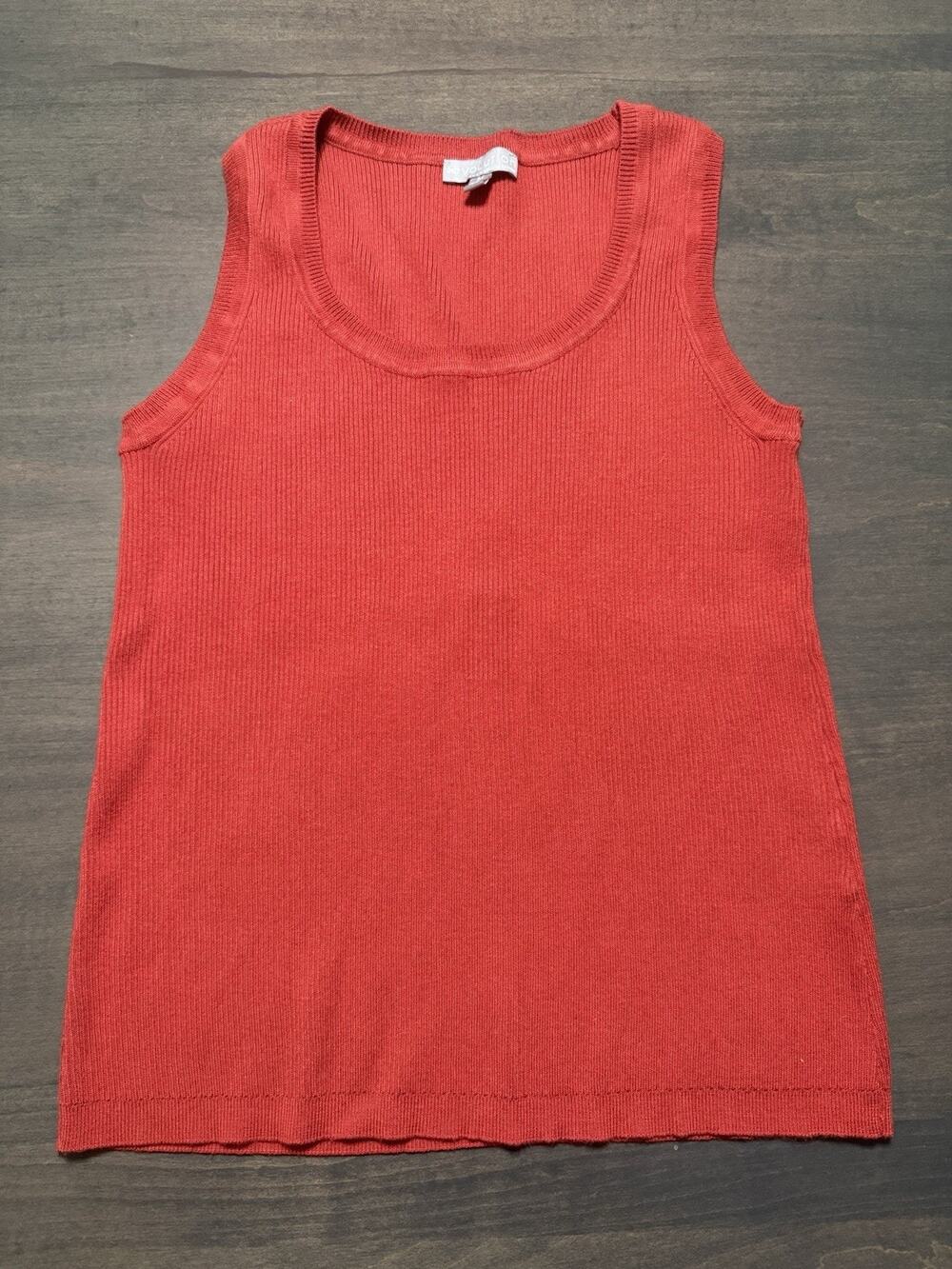 Revolution Net Sleeveless Ribbed Stretch Sweater Burnt Orange Tank Women Medium